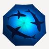 Ocean Blue Shark Silhouette Wall Art Decor Umbrella, Cute Umbrella with Cute Design, Portable 3-Fold Compact Umbrella for Men & Women, Valentine's Day