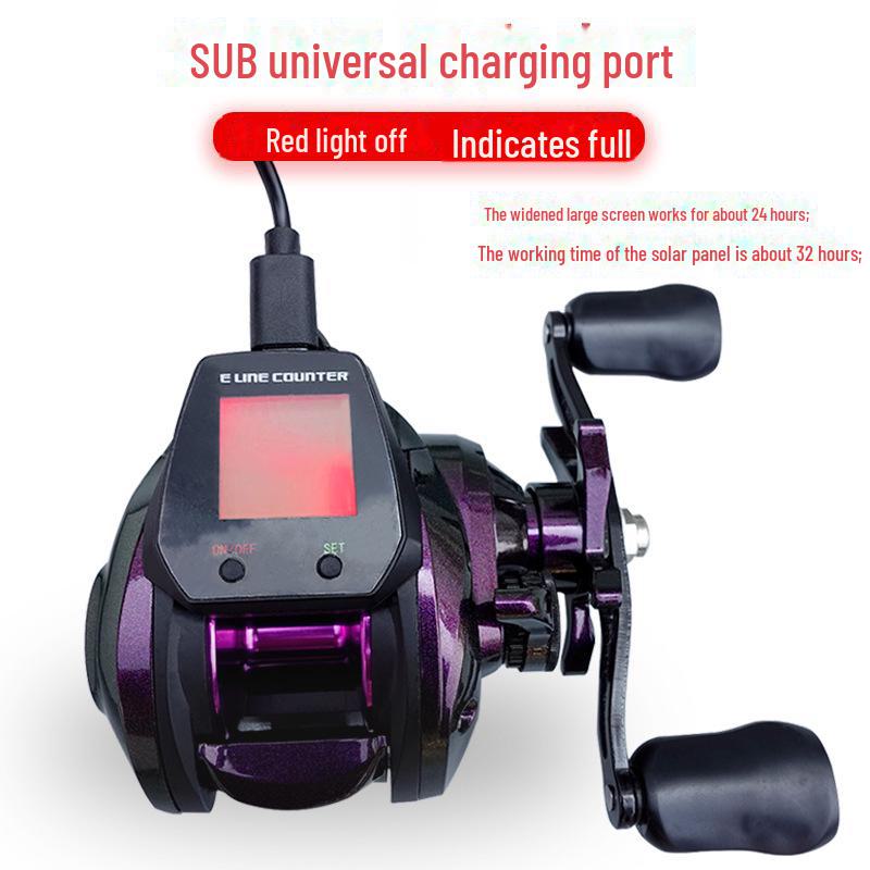 Катушка с каплями воды: Большой цифровой дисплей, водонепроницаемый, сигнализация, правосторонний, глубоководный стакан для ловли с плота.