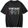 cotton  100% Men's And Women's Birthday Short Sleeve T-Shirt Digital Print 1960-1999 Pattern Congratulating Letter Tee Birthday