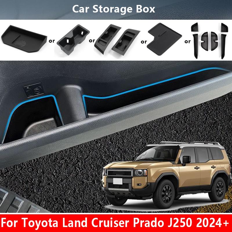 For Toyota Land Cruiser Prado J250 2024+ Car Storage Box Door Armrest Center Console Silicone Storage Box Pad Auto Accessories