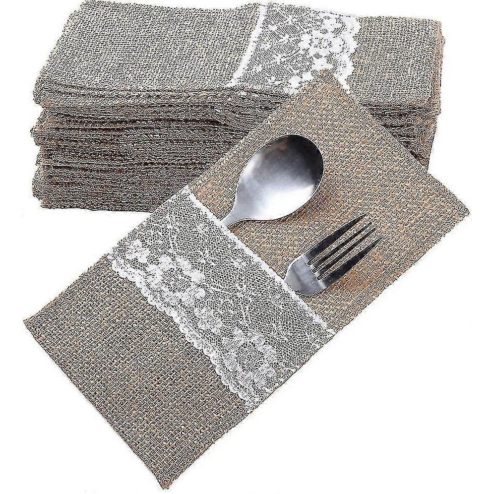40pcs Covered Bag Burlap Lace Covered Pouch Covered Holder Vintage Christmas