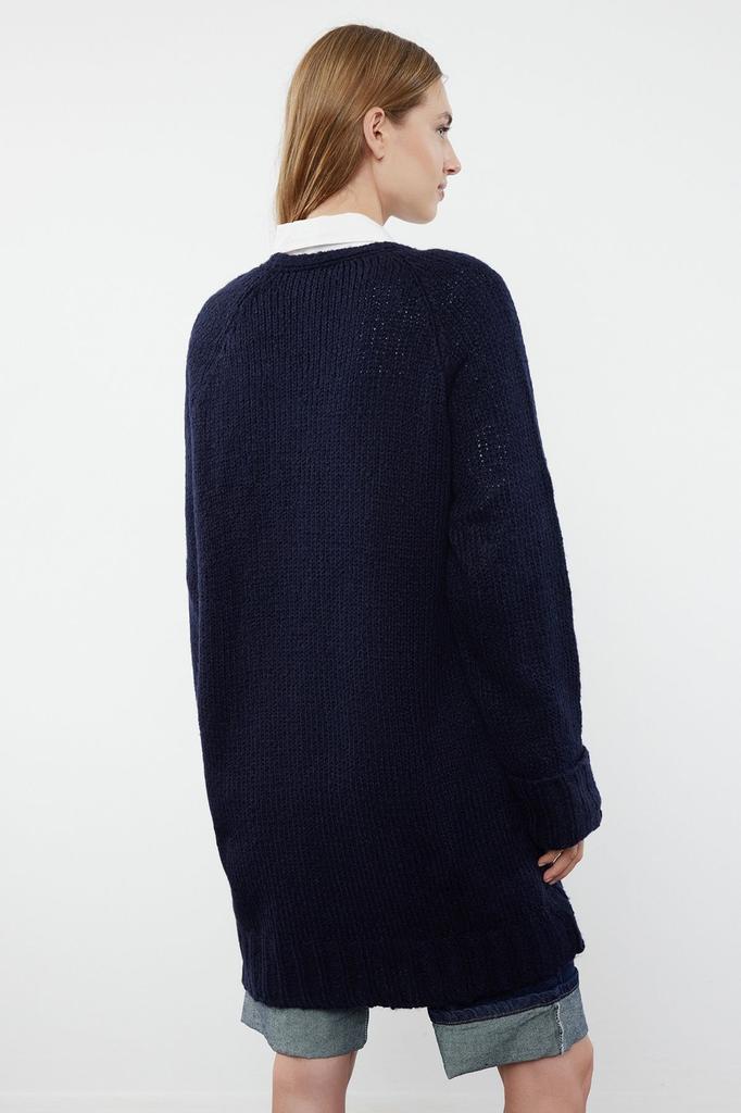 Women's Fashionable Stylish Cardigan Black Wide Fit Soft Textured Knitwear Cardigan