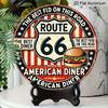 2D плоский 1 шт., 8x8 дюймов, Винтажная металлическая табличка Route 66 - Прочный алюминий, Американский ретро-декор для закусочной с классическим дизайном гамбургера, Идеально для дома