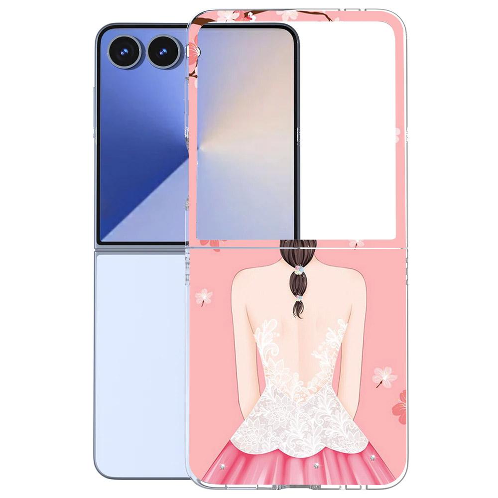 Для Samsung Galaxy Z Flip 7 6 5 4 3 Чехол Модный Рисунок Жесткий ПК Прозрачная Крышка Для Galaxy Z Flip7 Складные Чехлы Funda Coque