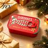 Small Jewelry Holder Christmas Sardine Tin Shaped Box, Portable Travel Jewellery Storage Case with Fish Bone Divider, Mini Necklace Earring