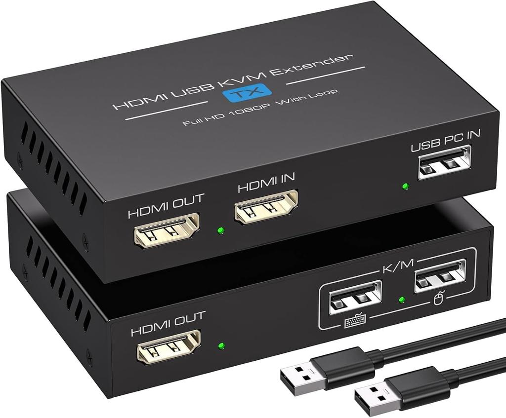 120M HDMI KVM Extender Extension HDMI 2 Output Distribution EX709 USB LAN Conversion Extender Simultaneous Output 1080P USB Output CAT6 CAT7 Ethernet