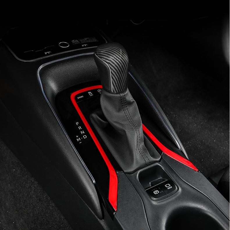 Red Gear Shift Box Panel Cover Trim For TOYOTA COROLLA 2019-2022