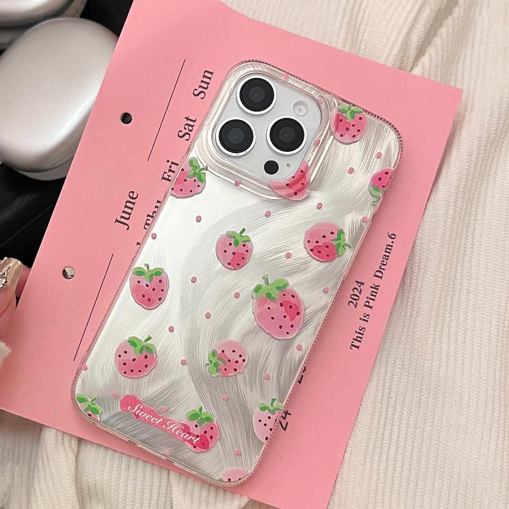 Розовый чехол для телефона с клубникой для iPhone 17 Air 16 15 14 13 12 11 Pro Max Чехол для iPhone 16 15 14 Plus Чехол Funda Bumper