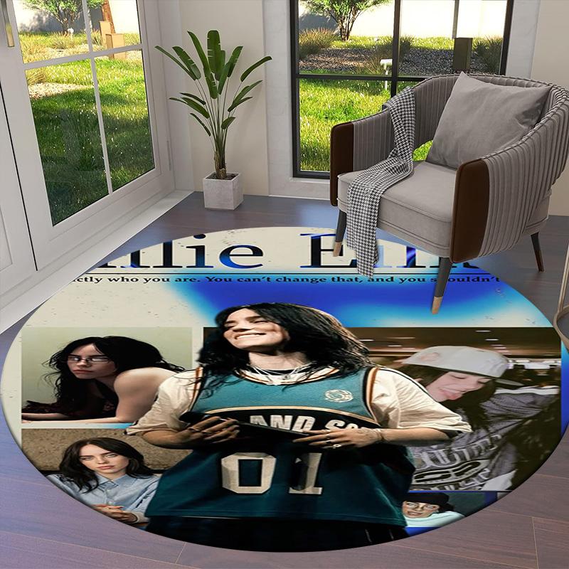 Круглый ковер Billie Eilish, Ковер для гостиной, спальни, дивана, игровой комнаты, Декор, Нескользящий коврик для пола