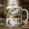 2D print Fishing Lover Gift Mug-Personalized Fishing Cup for Angler,Custom Name Fish Design Ceramic Coffee Mug Birthday Present