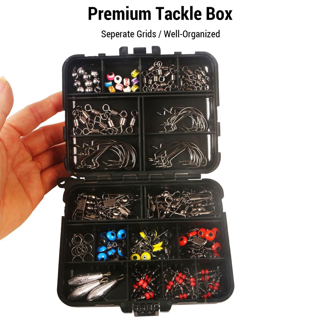 158Pcs Fishing Swivels Kit High-Strength Fishing Tackle Box with Barrel Swivels Ball Bearing