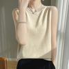 Wool Blend Spring Women's Vest Round Neck Drilling Sleeveless Knitted Vest Short Bottom Shirt