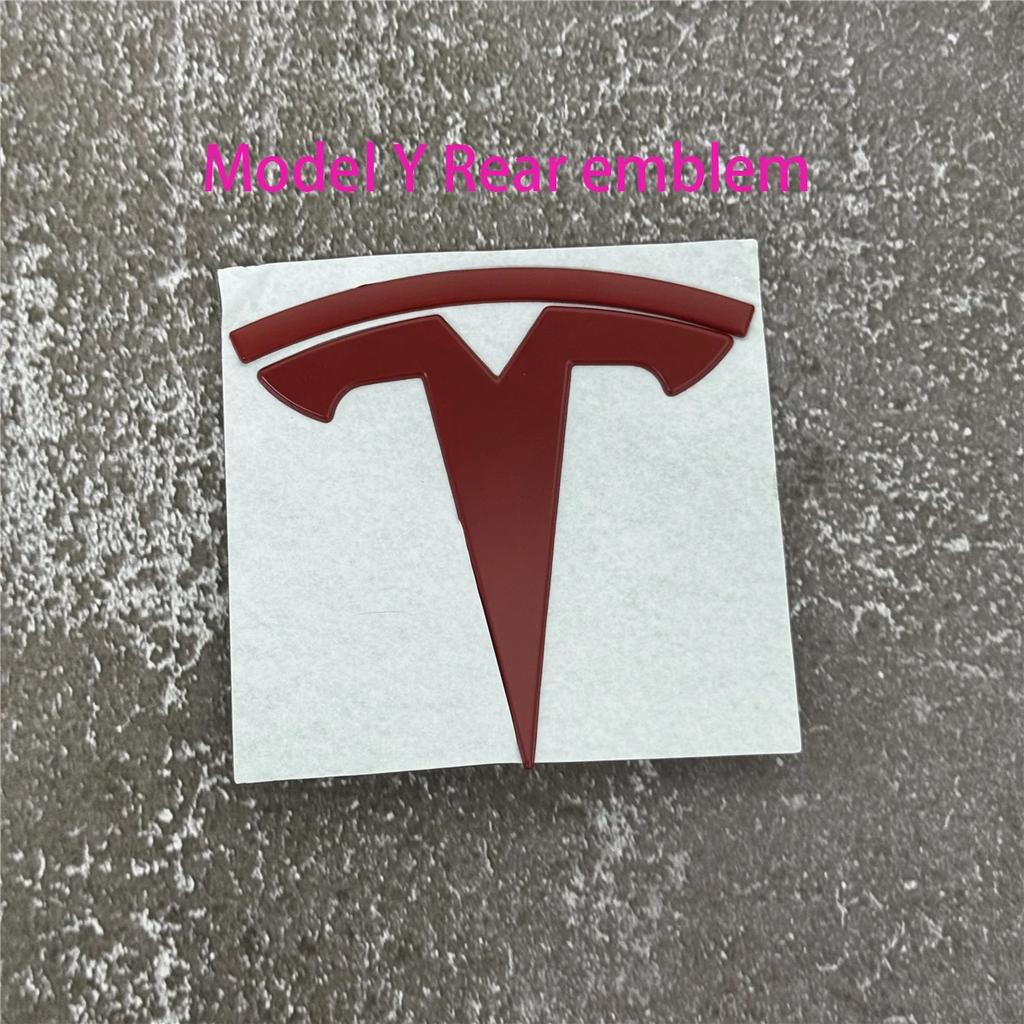 EPYFH1 Front Bumper or Rear Trunk Logo for Tesla Replacement Kit Model 3/Y - Metal Blackened Logo Emblem Car Exterior Decoration Parts