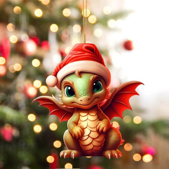 Подвеска Yousheng Christmas Dragon, мультяшный дракон, акриловое подвесное украшение, прочное для праздничного украшения елки
