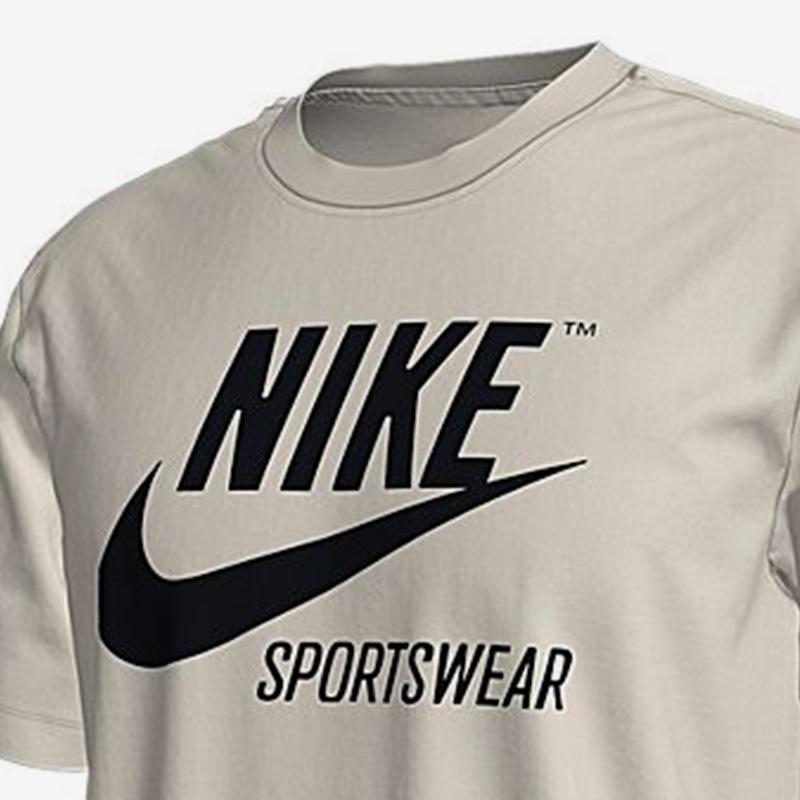 Nike Сплошной цвет с круглым вырезом и логотипом, винтажная футболка, мужские топы, серо-белый BV0627-072