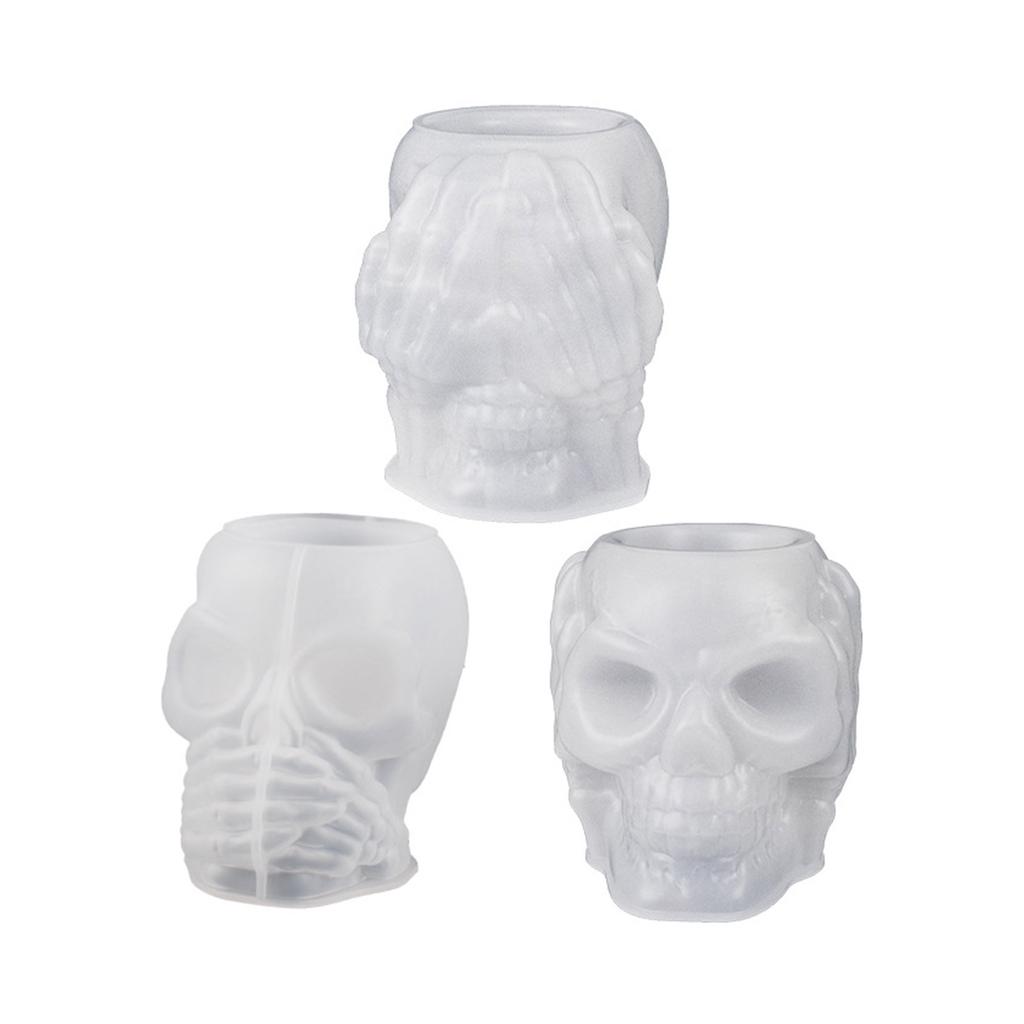 Форма для бетонного цветочного горшка в форме черепа, форма для держателя ручки, контейнер для цемента, силиконовая форма, сочная кашпо, форма для бетонной вазы