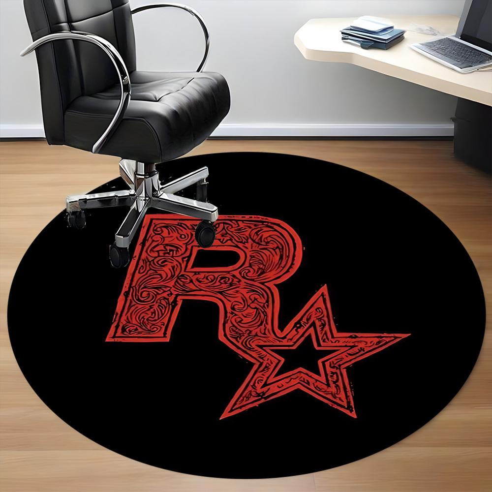 1 шт. Круглый ковер с логотипом Rockstar Games для офиса, коврик для помещений, подходит для офиса, под офисные стулья, спальни, гостиной, домашнего декора, декора комнаты
