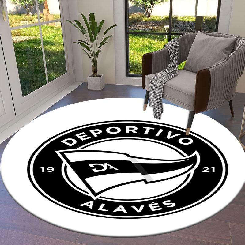 Deportivo Alaves Round Area Rug,Carpet Rug for Living Room Bedroom Sofa Playroom Decor,Non-slip Floor Mat