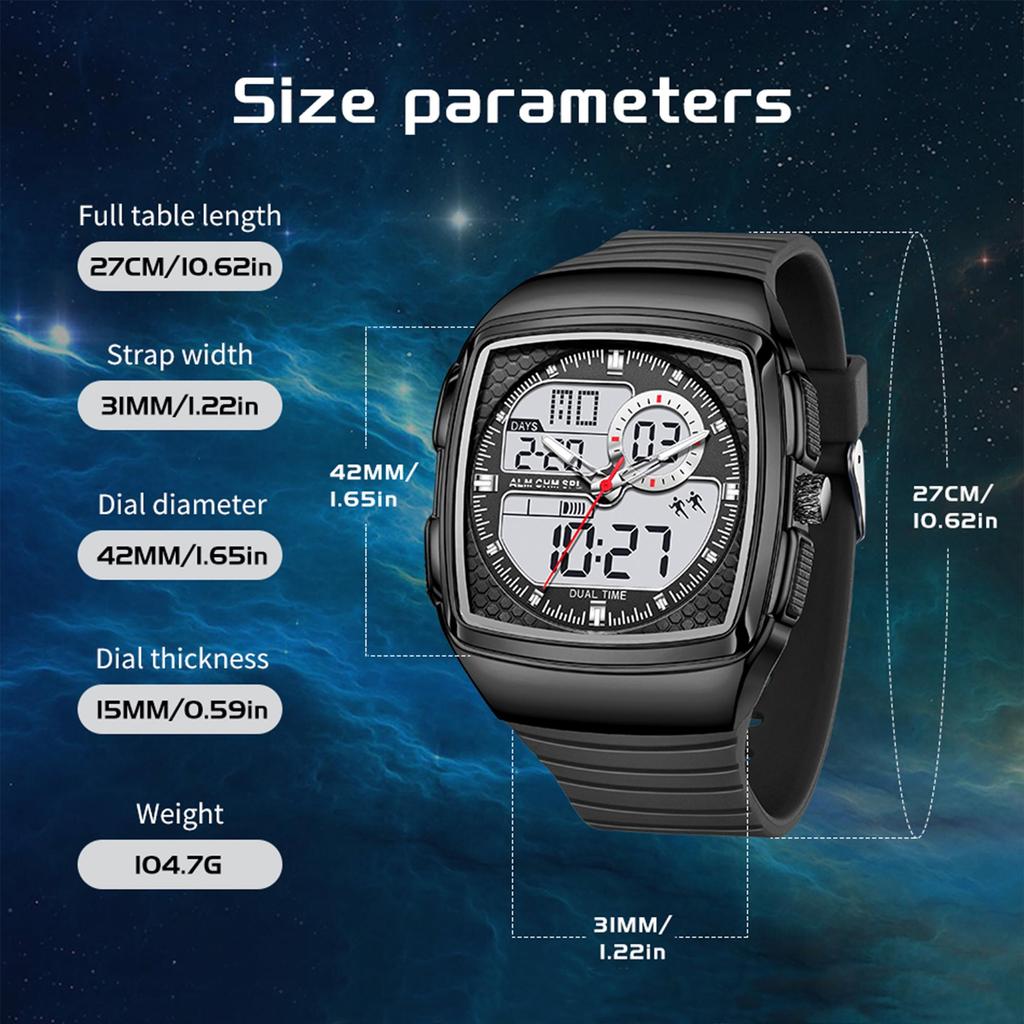 FOXBOX 2025 New Men Watch Top Brand Dual Display Digital Watch Luminous Waterproof Sports Men's Digital Watch
