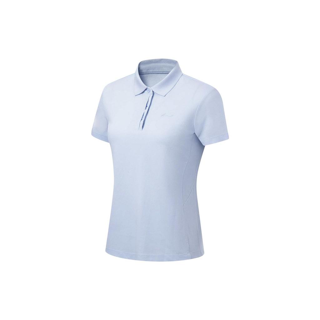 Li Ning Minimalist Dopamine Casual Sports Polo Shirt Women Tops Sky-Blue APLU256-3