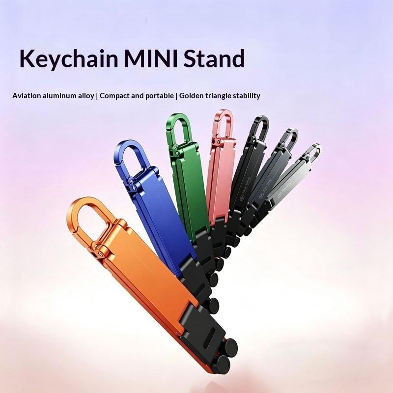 Mini Foldable Keychain Phone Stand Multi-Angle Adjustable Portable Cell Phone Holder for Cafe Work Outdoor Relaxation