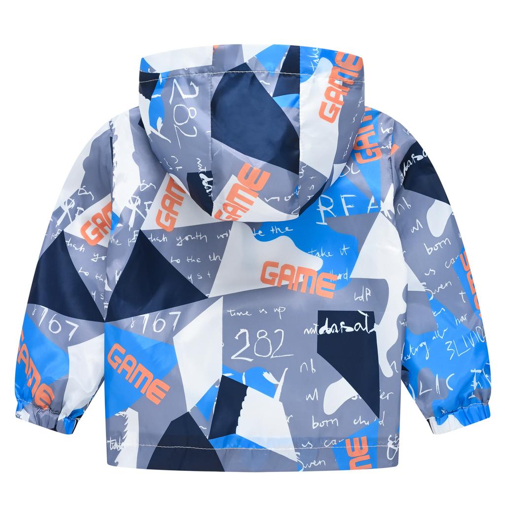 Легкая модная куртка для мальчиков и девочек, повседневная куртка с капюшоном и принтом от ветра для маленьких детей