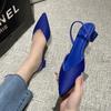 Мода 2024 Летний стиль Женские туфли на высоком каблуке Модные женские туфли Однотонные толстые каблуки Женские туфли на высоком каблуке с одной пряжкой