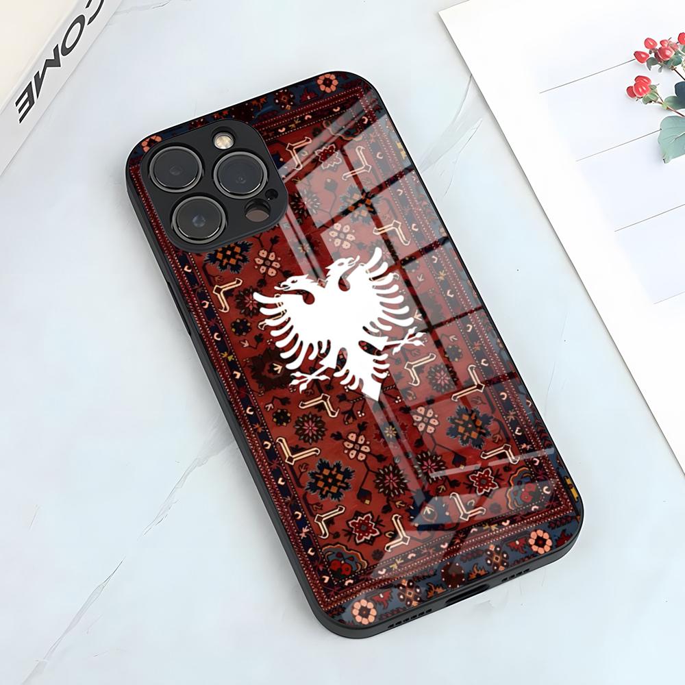 Albania Albanians Flag Phone Case For IPhone 17 Pro Max 15 Pro 16 14 Plus 12 13 Mini 11 Pro Shockproof Glass Cover