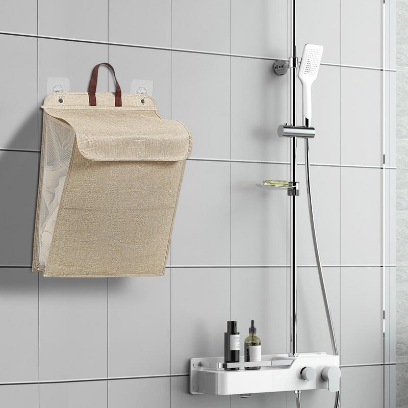 Складная клейкая корзина для белья, многофункциональная, без перфорации, настенная, сетчатая, с крючками-органайзерами