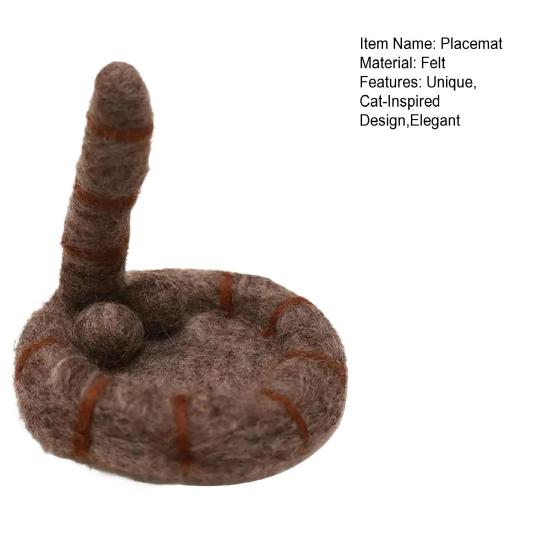 Фетровая подставка под кружку в виде кошачьей попы Смешные подставки под кофе Мягкие впитывающие коврики для стола Элегантный декор для дома Подарок для любителей кошек