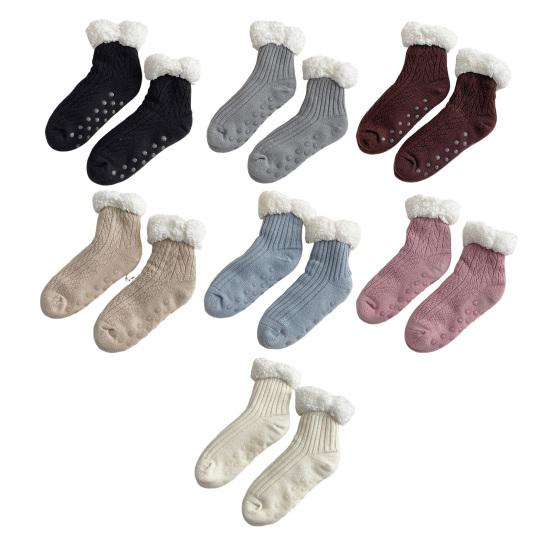 Fuzzy Warm Slipper Socks for Women Cozy Fluffy Fleece Lined Home Floor Socks with Grippers Winter Soft Thermal Sleep Socks
