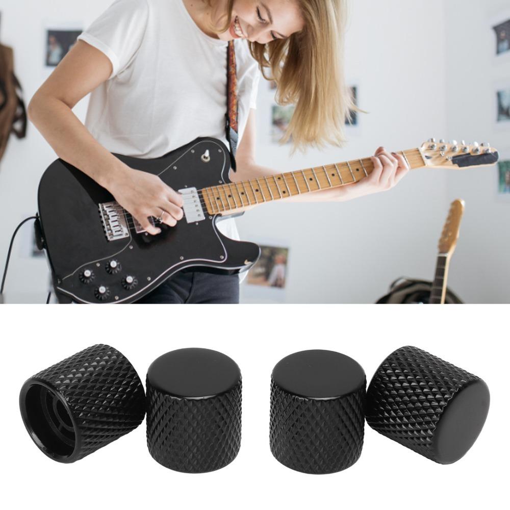 4PCS Black/Silver Electric Guitar Control Knob For Electric Guitar Control Knob