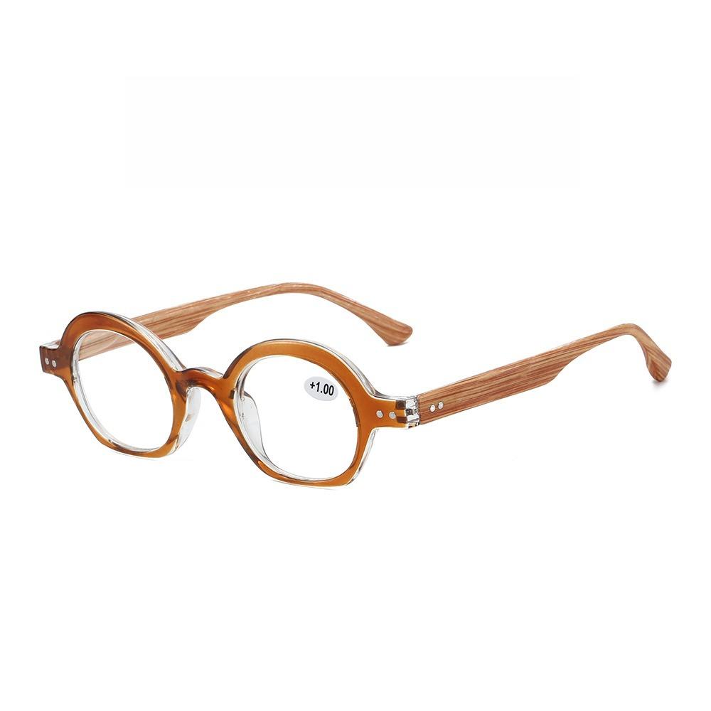 New Wood-Grain Pattern Pinpoint Presbyopia Glasses Small-Frame Oval Reading Glasses For Men And Women With Blue Light Protection