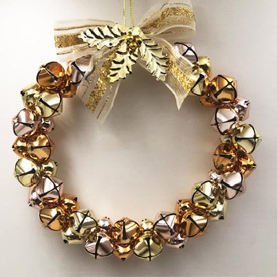 Рождественский венок из колокольчиков, венок из колокольчиков с бантом, маленькая гирлянда из колокольчиков, украшение для рождественского дома, елки