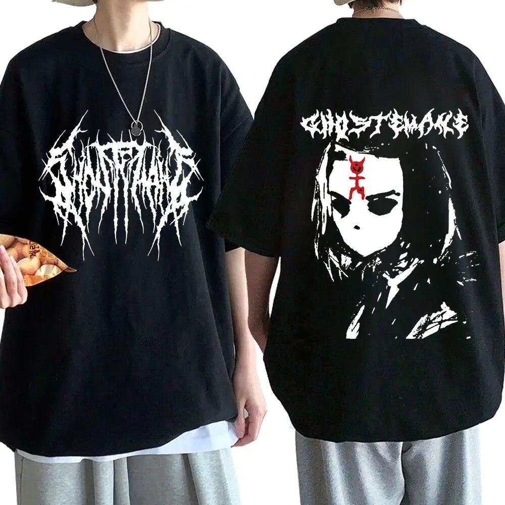 Ghostemane футболка с двусторонним принтом, футболка унисекс, футболки Pouya, топы унисекс из 100% хлопка, уличная одежда, унисекс, женские модные футболки в стиле хип-хоп
