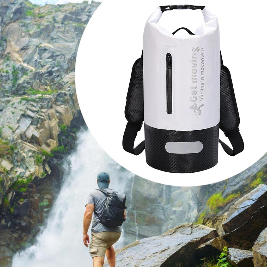 Dry Bag 10L Comfortable Sturdy W Clear Compartment Float Backpack Waterproof for Camping Fishing