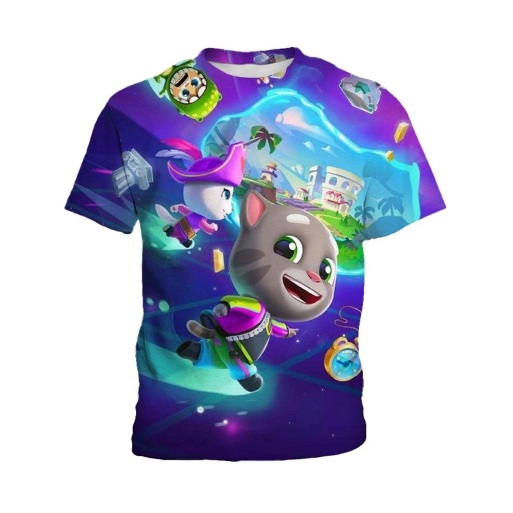 Футболка с короткими рукавами с принтом «Мой говорящий Том» для детей, модная одежда для мальчиков, повседневный удобный топ