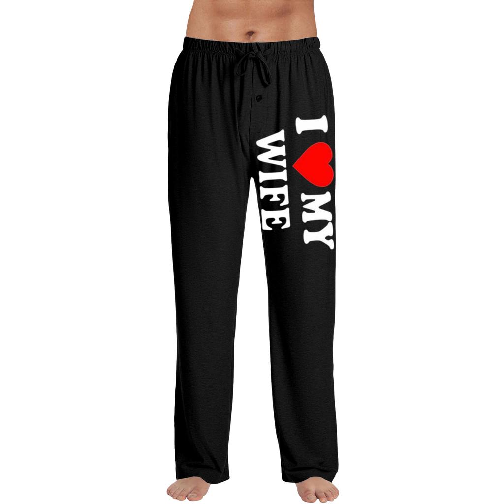 Мужские модные брюки к Дню святого Валентина с принтом, повседневные, прямого кроя