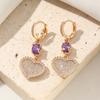 1 Pair Fashion Heart Shape Dangle Earrings for Women Cubic Zirconia Earring Jewelry Wedding Party Accessories