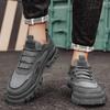Autumn New Men's Breathable Casual Martin Boots Retro Leather Splicing Mesh Low-top Platform Men's Shoes