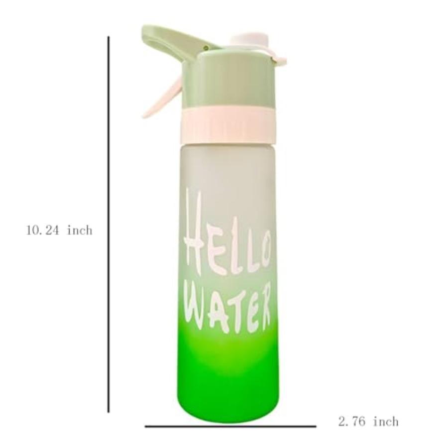 22 OZ 2 in 1 Misting Water Bottle Large Ccity Wide Mouth Leak Proof Green for Mountaineering Gym Cycling Sports Activities