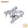 Tancise Women Classic 925 Sterling Silver Zircon Ring Ladies Jewelry Wedding Promise Party Gift