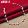 925 Sterling Silver AAA Zircon Heart Chain Bracelet Jewelry