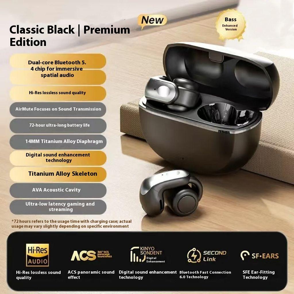 Ear Clip Bluetooth Headset Sports for Android Apple Long Battery Life Digital Display