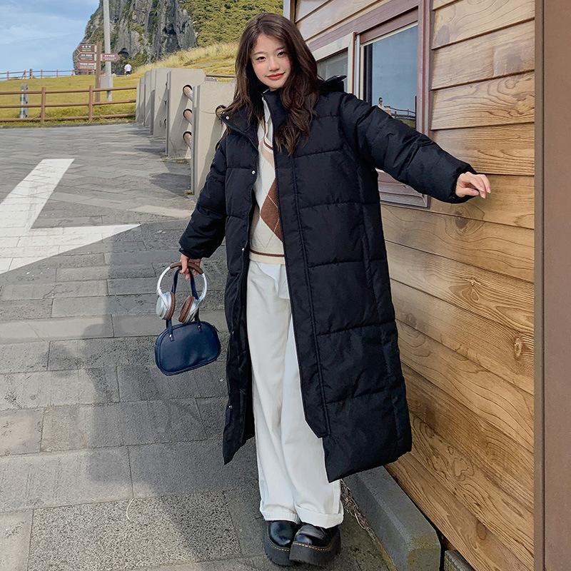 Длинная зимняя новая хлопковая одежда выше колена женская свободная пуховая хлопковая одежда женская утолщенная хлопковая куртка