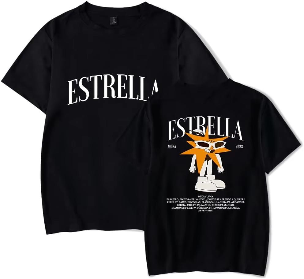 Men's and Women's Comfortable Unique Cotton Mora Merch Album Estrella T Shirt Short Sleev Classic Print Top Tee Unisex