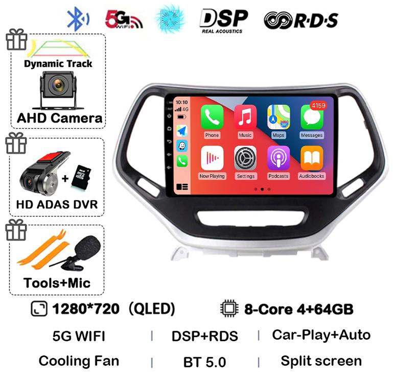 Android 14 Carplay Auto WIFI+4G для Jeep Cherokee 5 KL 2014 2015 2016 2017 2018 GPS автомобильный радиоприемник мультимедиа видеоплеер стерео