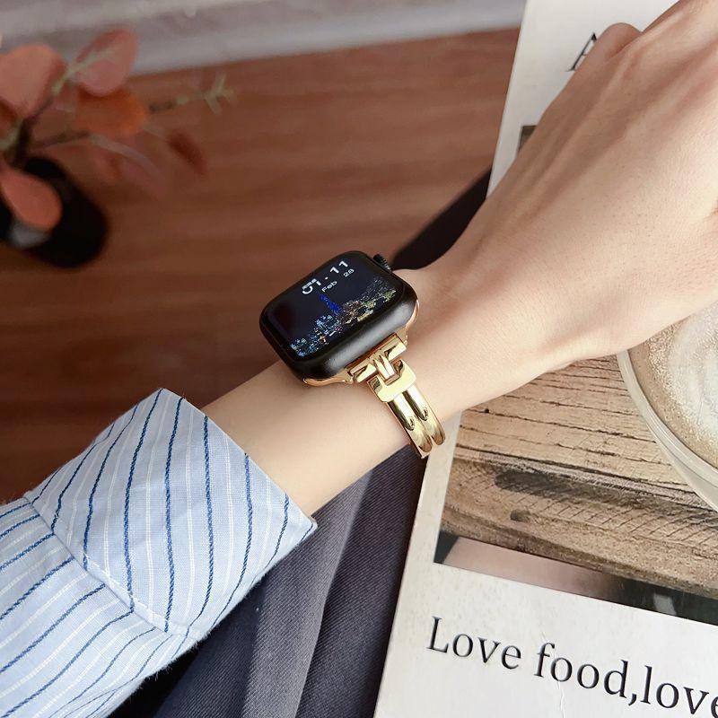 Тонкие металлические ремешки для Apple Watch 38 40 41 мм 42 мм 44 45 46 49 мм Женский браслет для Iwatch Серии 10 9 8 7 6 SE Ремешок для часов