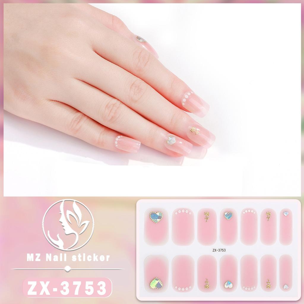 ZX 3D Waterproof No-Cure Gel Nail Wraps, Full Cover Japanese & Korean Style Spring & Summer Nail Stickers, Nail Patch Films