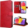 Case - BOOLING - for Samsung Galaxy M23 5G/M13 4G - Red Synthetic Leather - Butterflies Pattern - Magnetic Closure